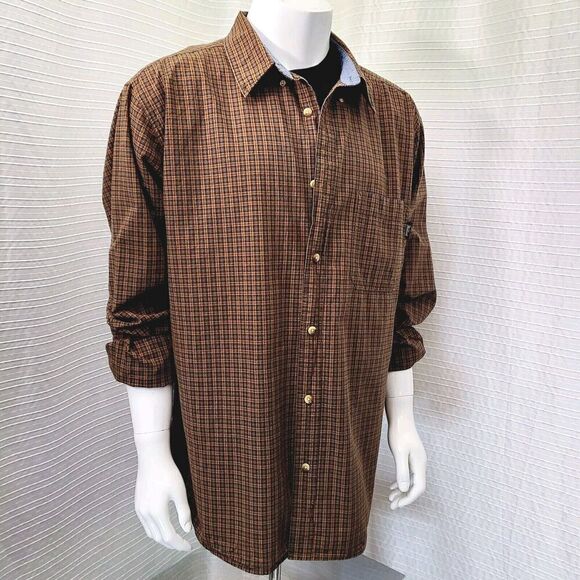 VTG Woolrich Mid-Weight Plaid Shirt Outdoor Brown Gold Men's XXL EUC - Picture 7 of 9